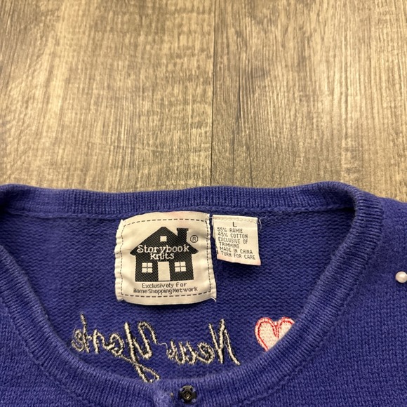 Vintage Storybook Knits New York City Statue Of Liberty Cardigan Sweater Sz L - Picture 5 of 6